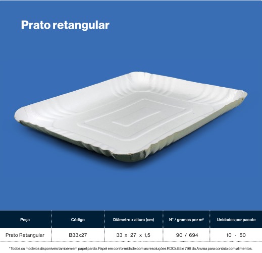 🍽️📦 Prato Retangular de Papelão | Reflopack